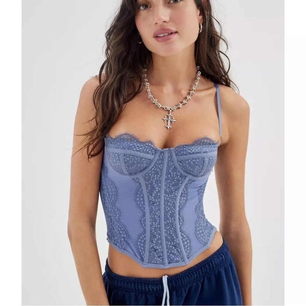 Urban Outfitters Blue Lace Corset Top